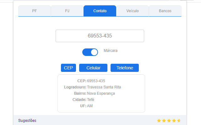 Gerador de Dados Fictícios CPF CNPJ CEP ++