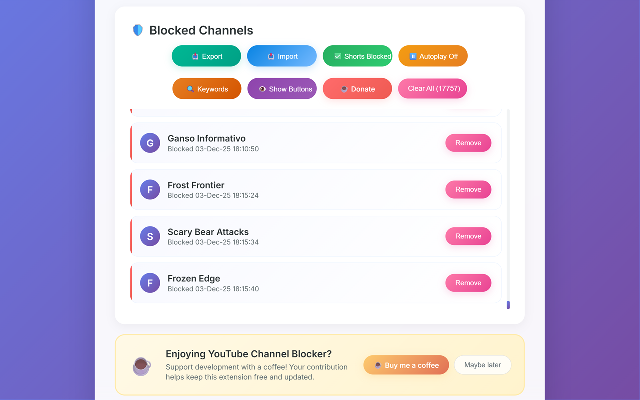 YouTube Channel Blocker