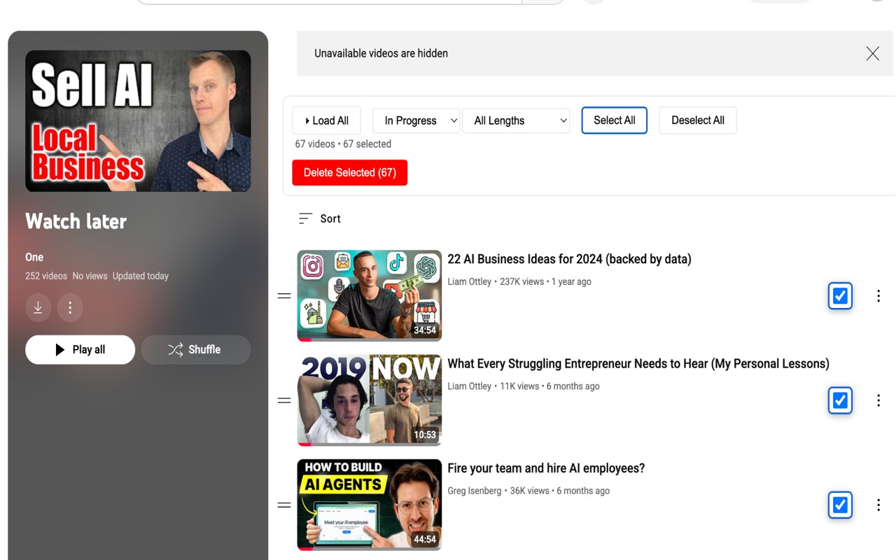 YouTube Watch Later Cleaner
