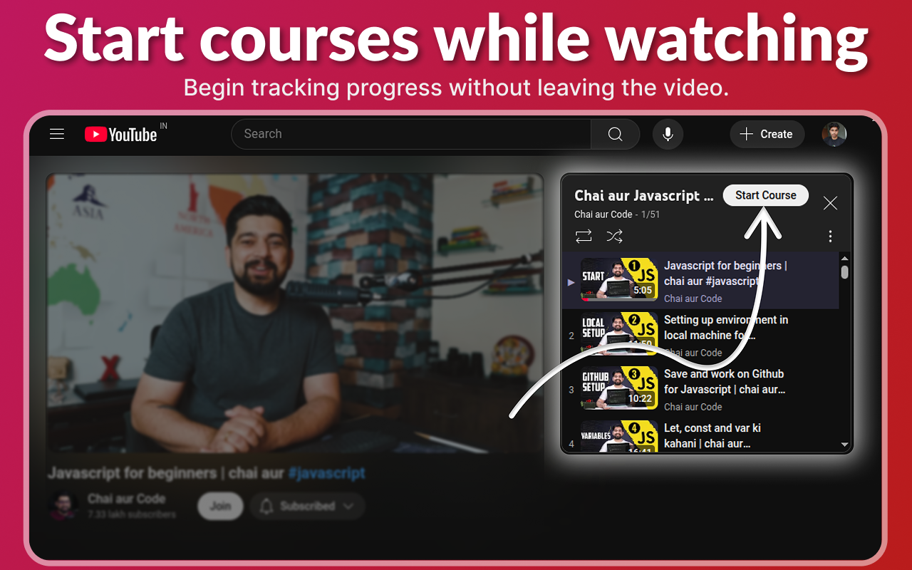 TrackMyCourse: YouTube Playlist Progress Tracker