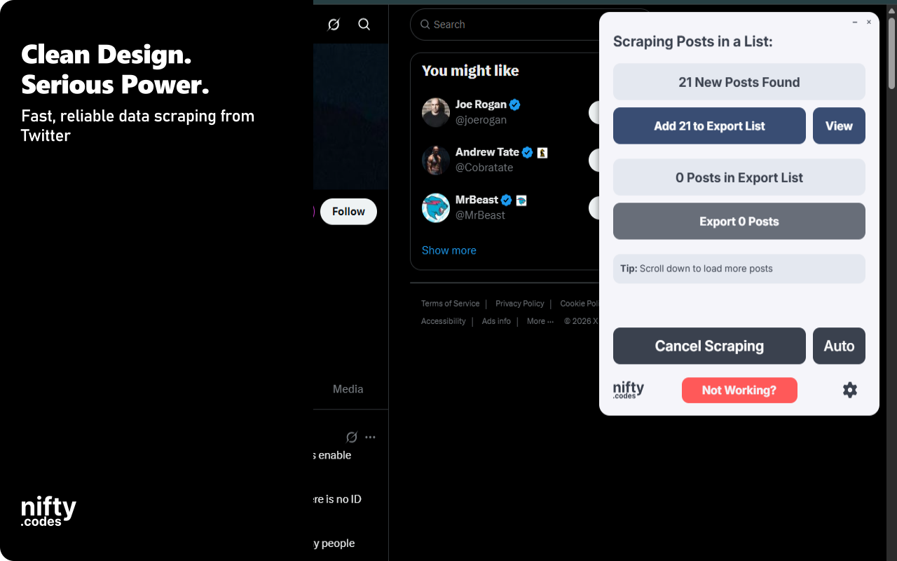Twitter Scraper: Export Posts, Followers, Users & more