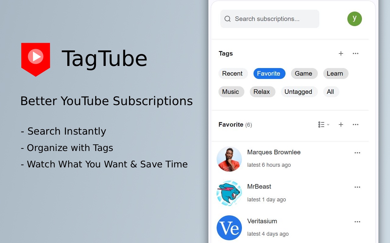 YouTube Subscription Manager - TagTube
