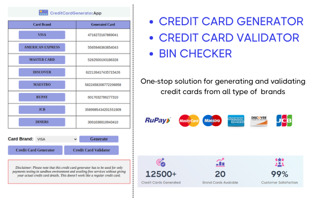 Credit Card Generator Tool
