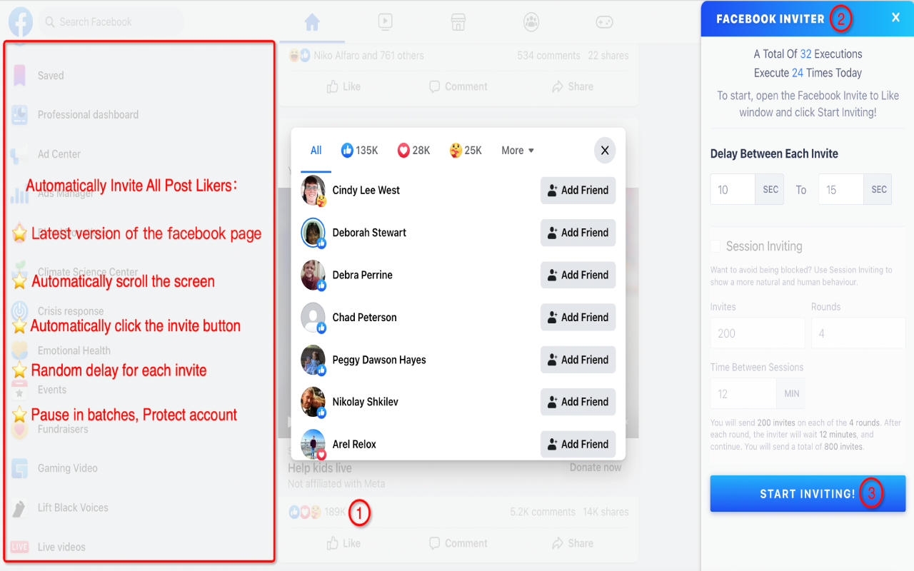 Invite All Friends for Facebook in one click