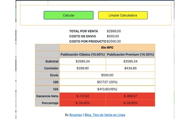 Calculadora MercadoLibre