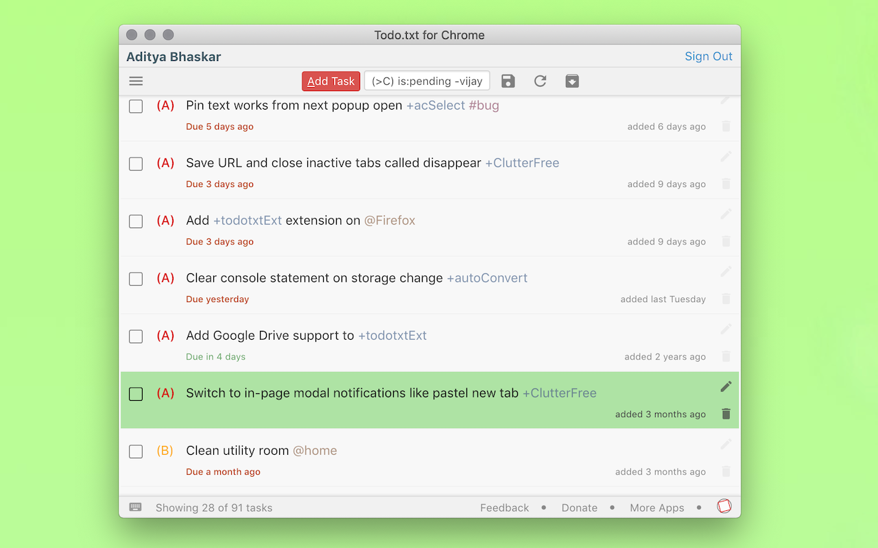Todo.txt for Chrome - simple task management