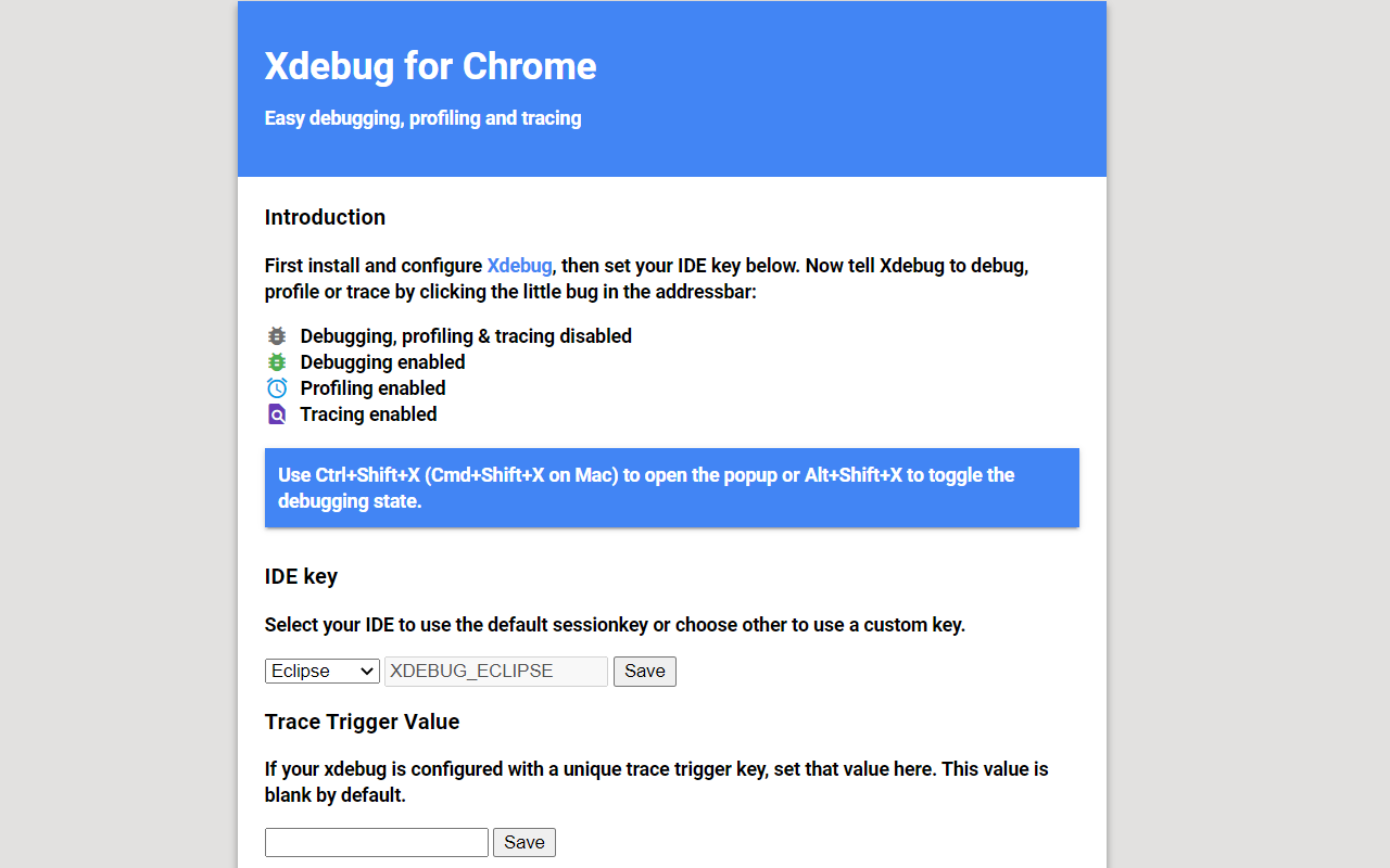 Xdebug Chrome Extension