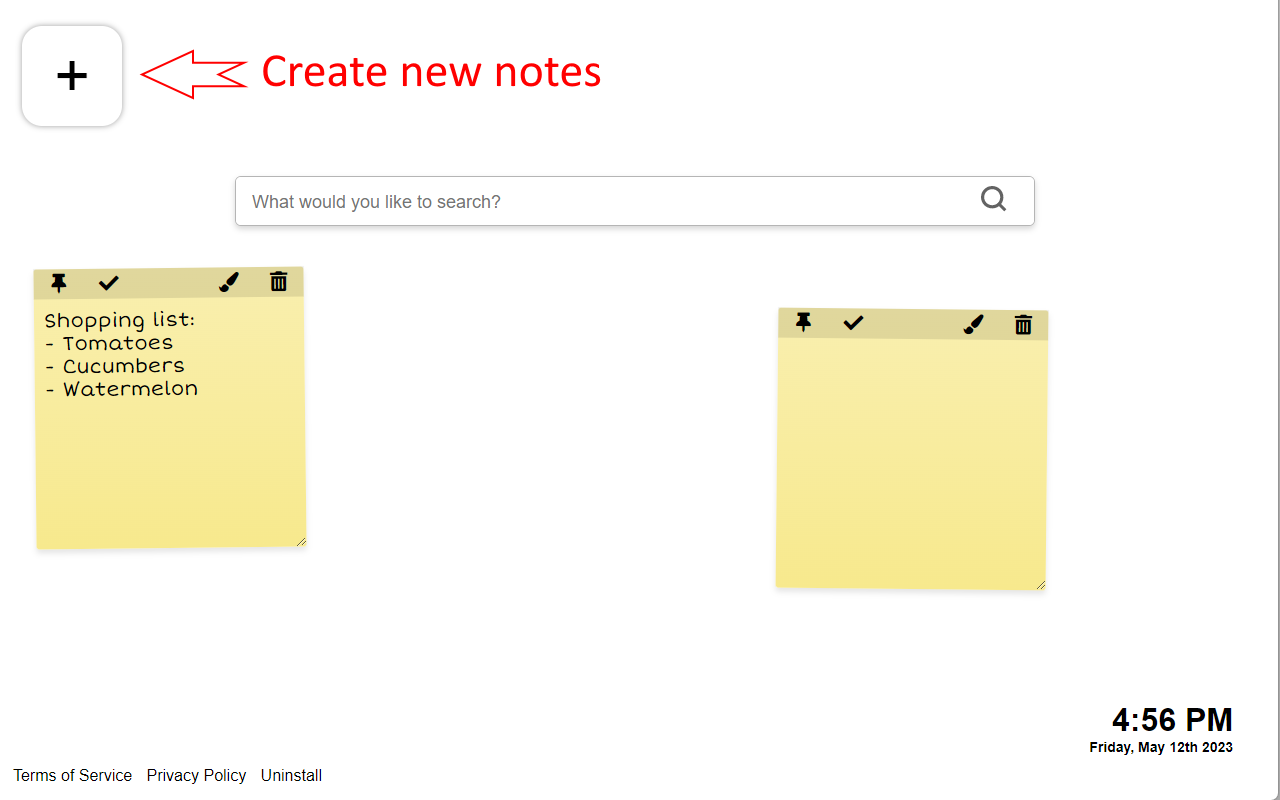 Sticky Notes Tab