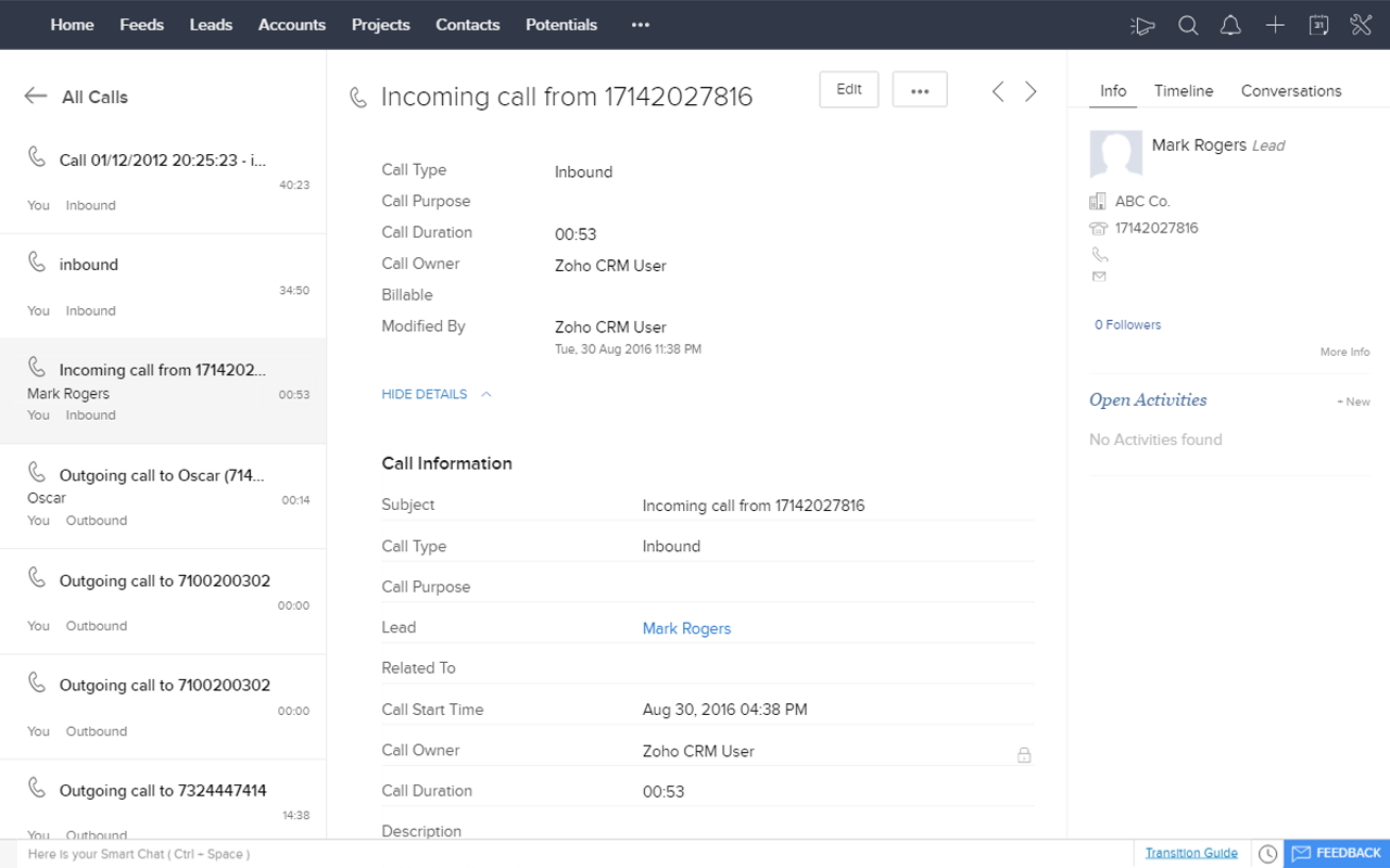 VonageConnect for Zoho CRM