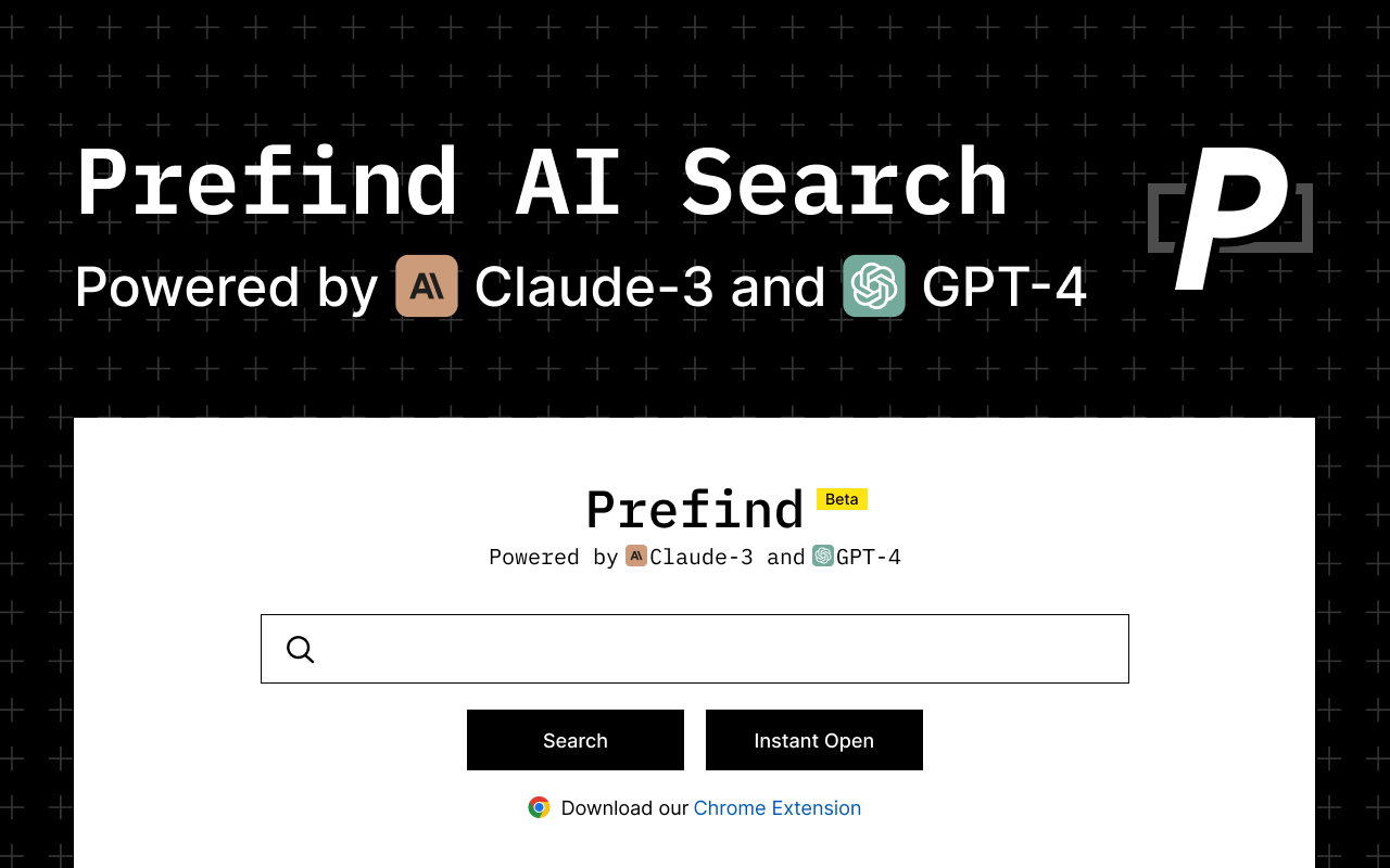 Prefind - Your AI Search powered by Claude-3 & GPT-4