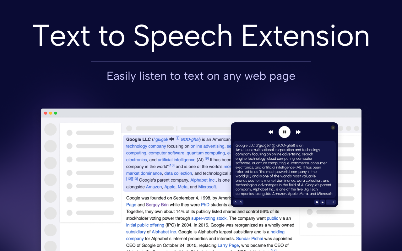 文本转语音 — Text to Speech Chrome Extension