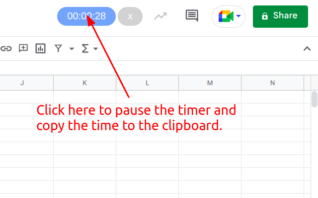 Stopwatch for Google Sheets
