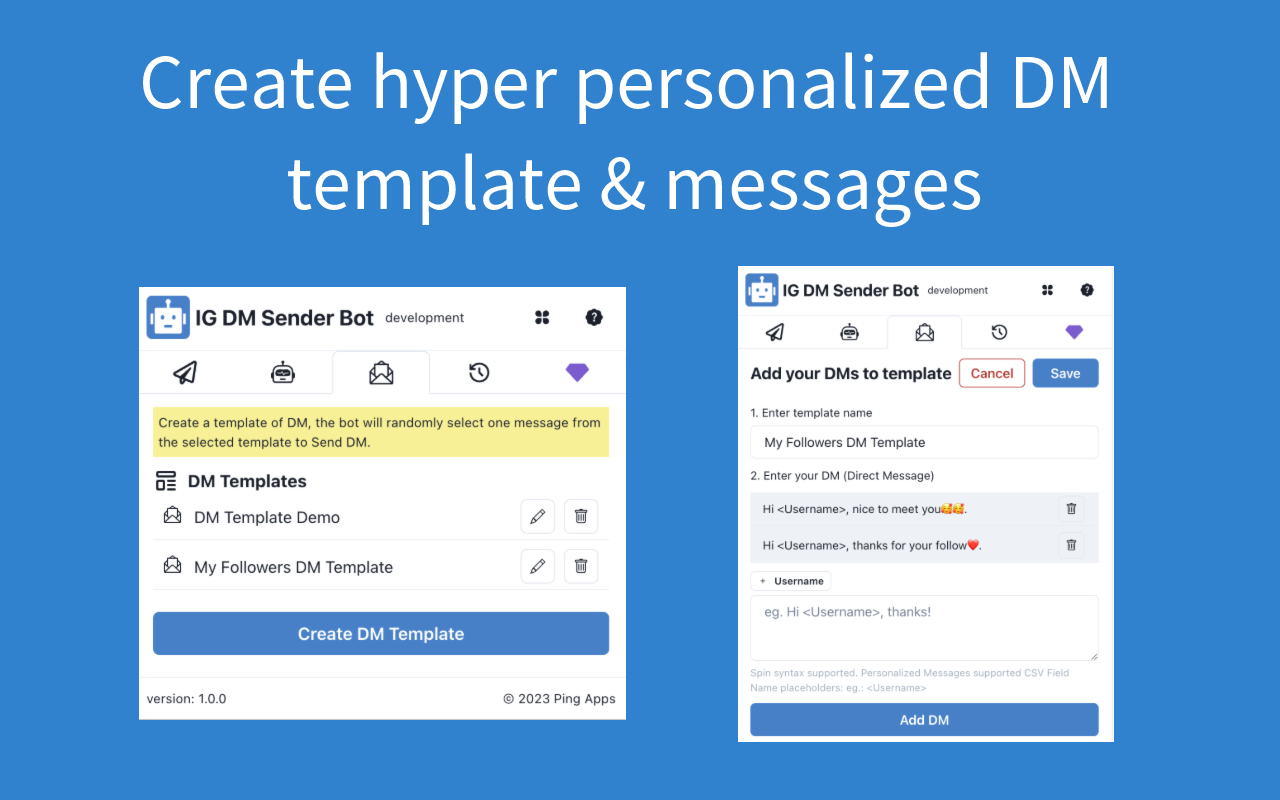Ins DM Bot - Ins群发私信机器人