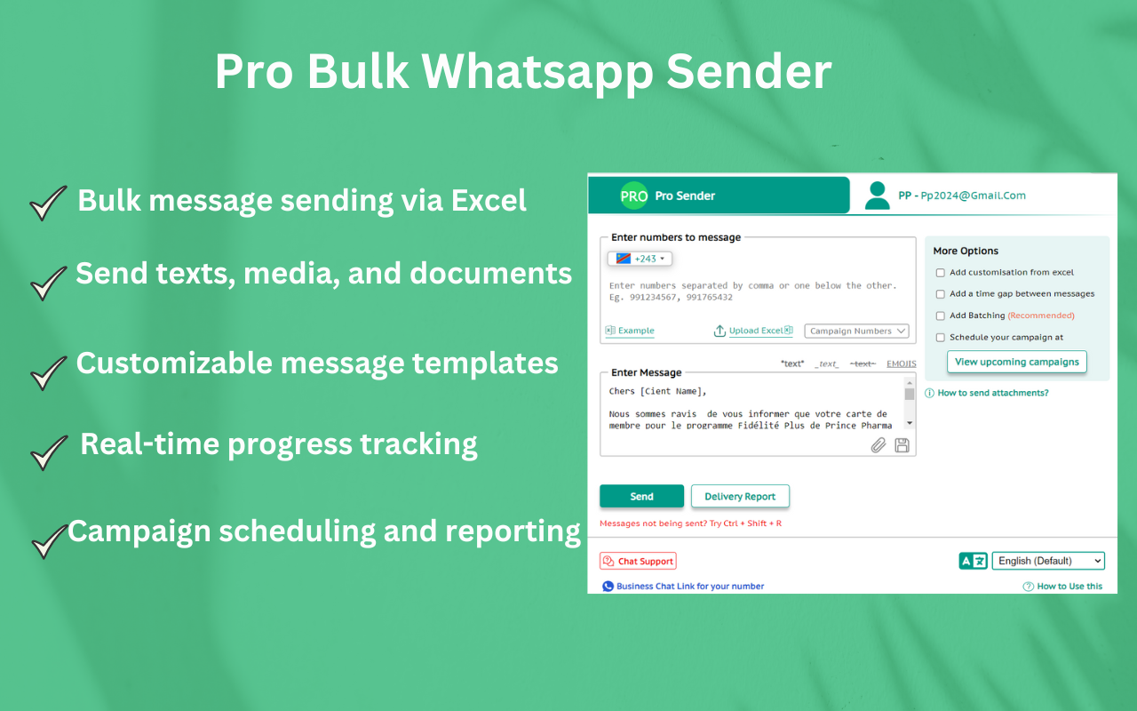 Pro Sender - Free Bulk WhatsApp Sender