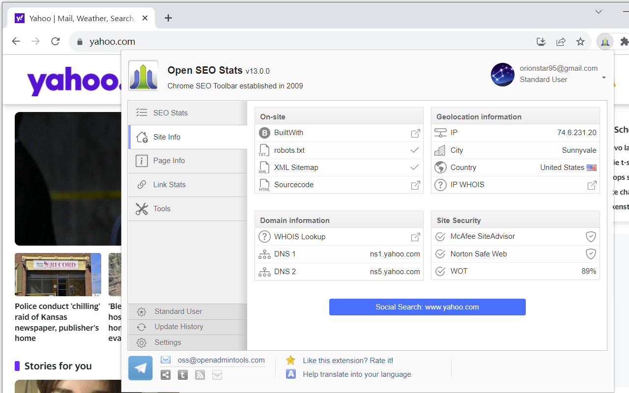 Open SEO Stats(Formerly: PageRank Status)