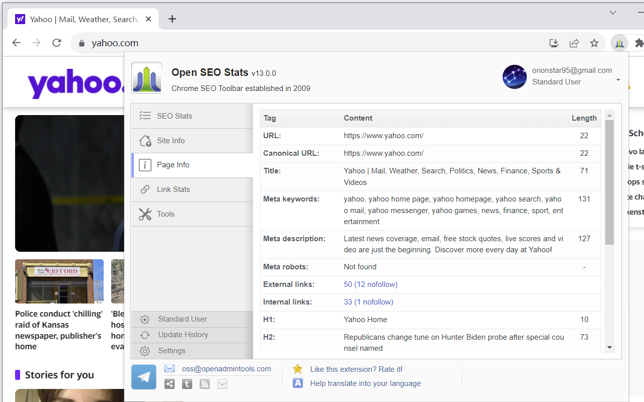 Open SEO Stats(Formerly: PageRank Status)