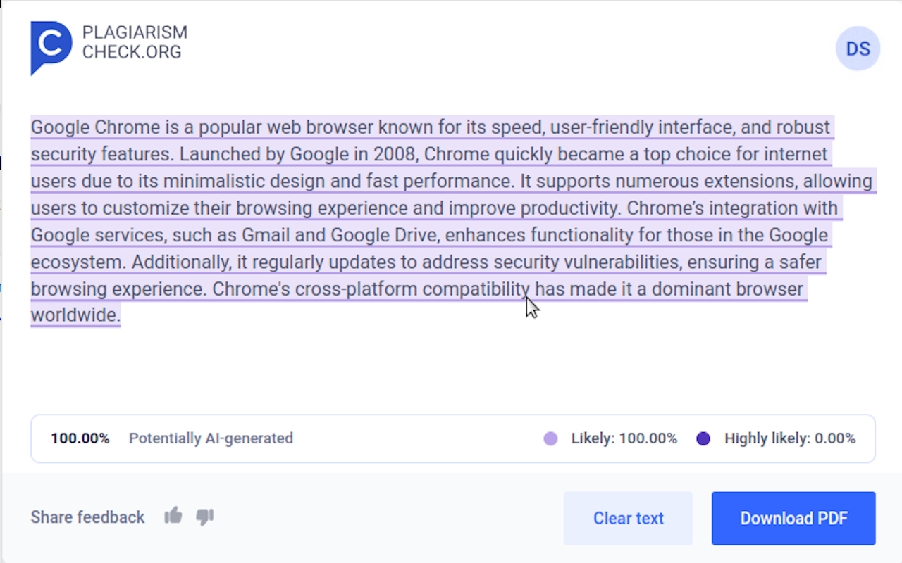 Trace GPT AI Detector by PlagiarismCheck.org