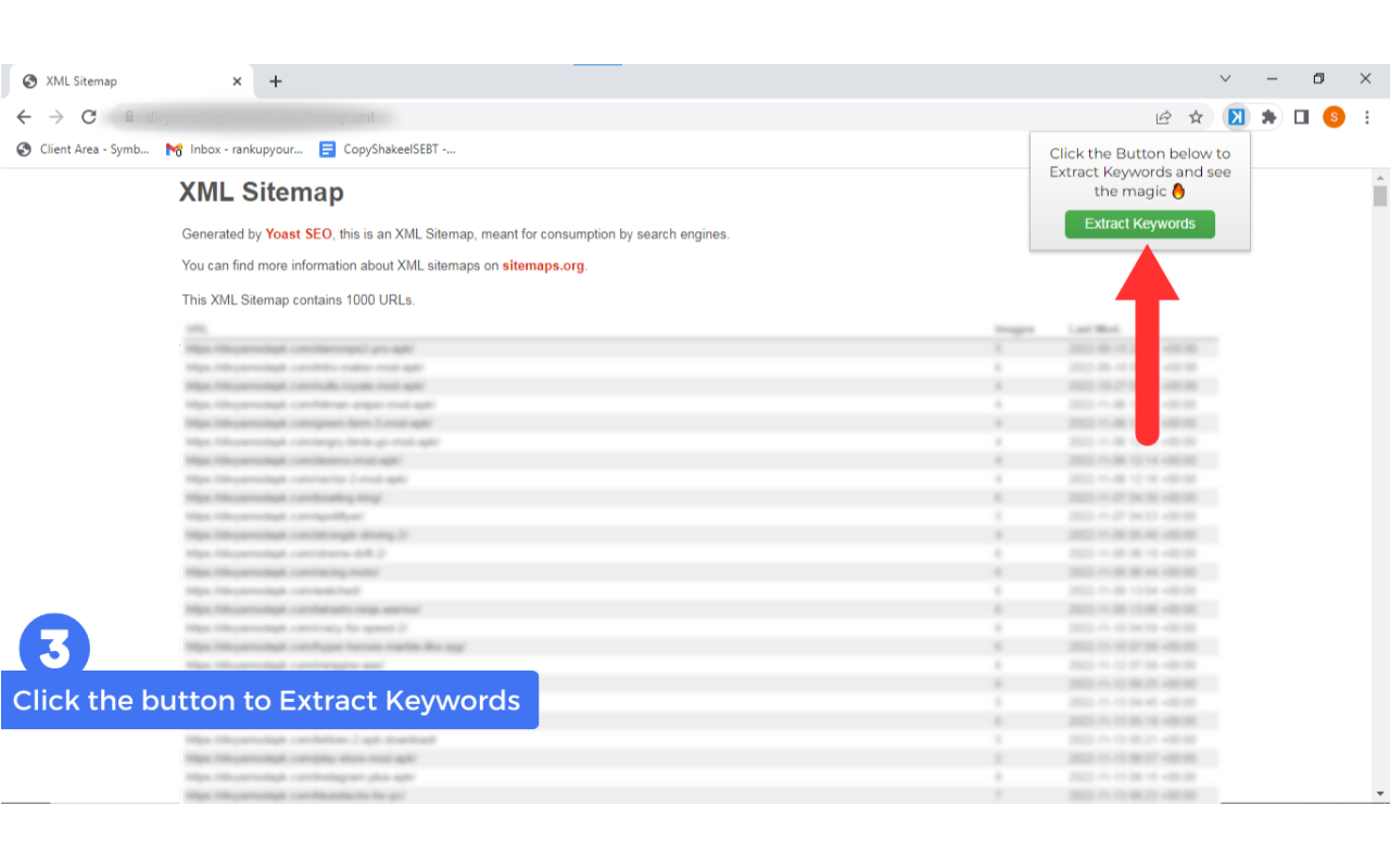 Keywords Extractor for sitemap