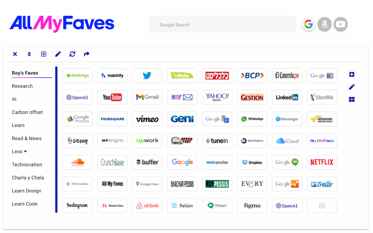 Visual Bookmarks with All My Faves