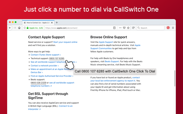 CallSwitch One Click to Dial