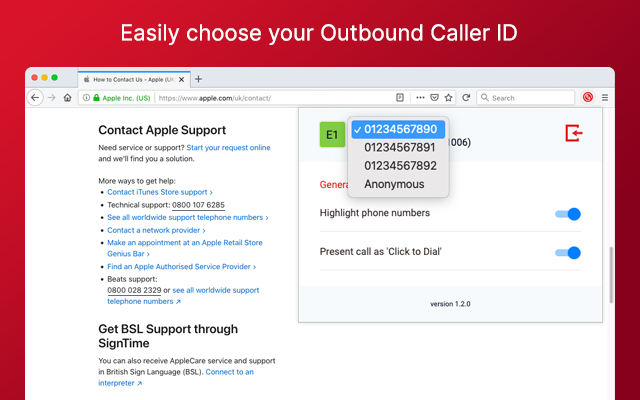 CallSwitch One Click to Dial
