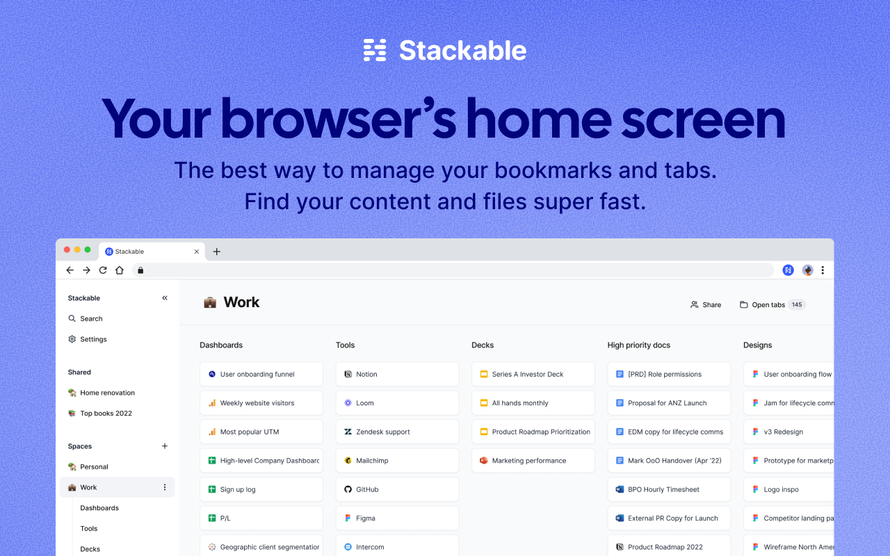 Stackable - Bookmark and Tab Manager