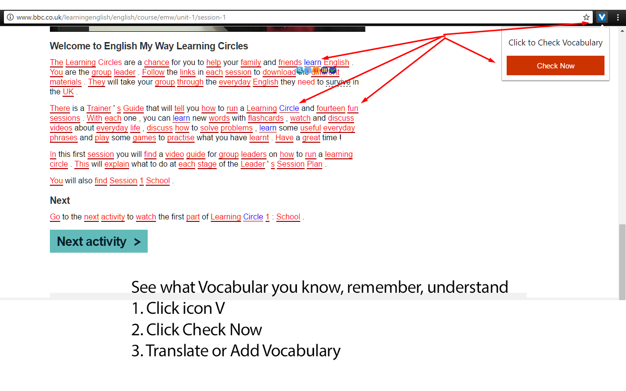 Learning Languages with Texts in your Content