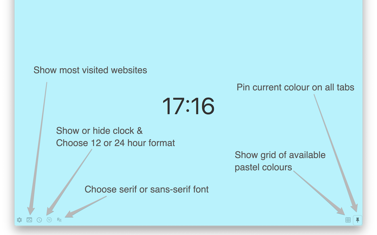 Pastel New Tab with a clock