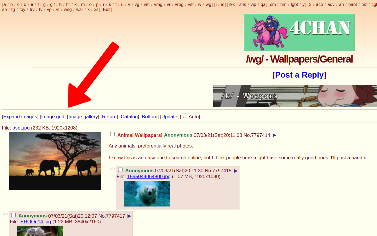 4chan gallery, slideshow, grid, expand images