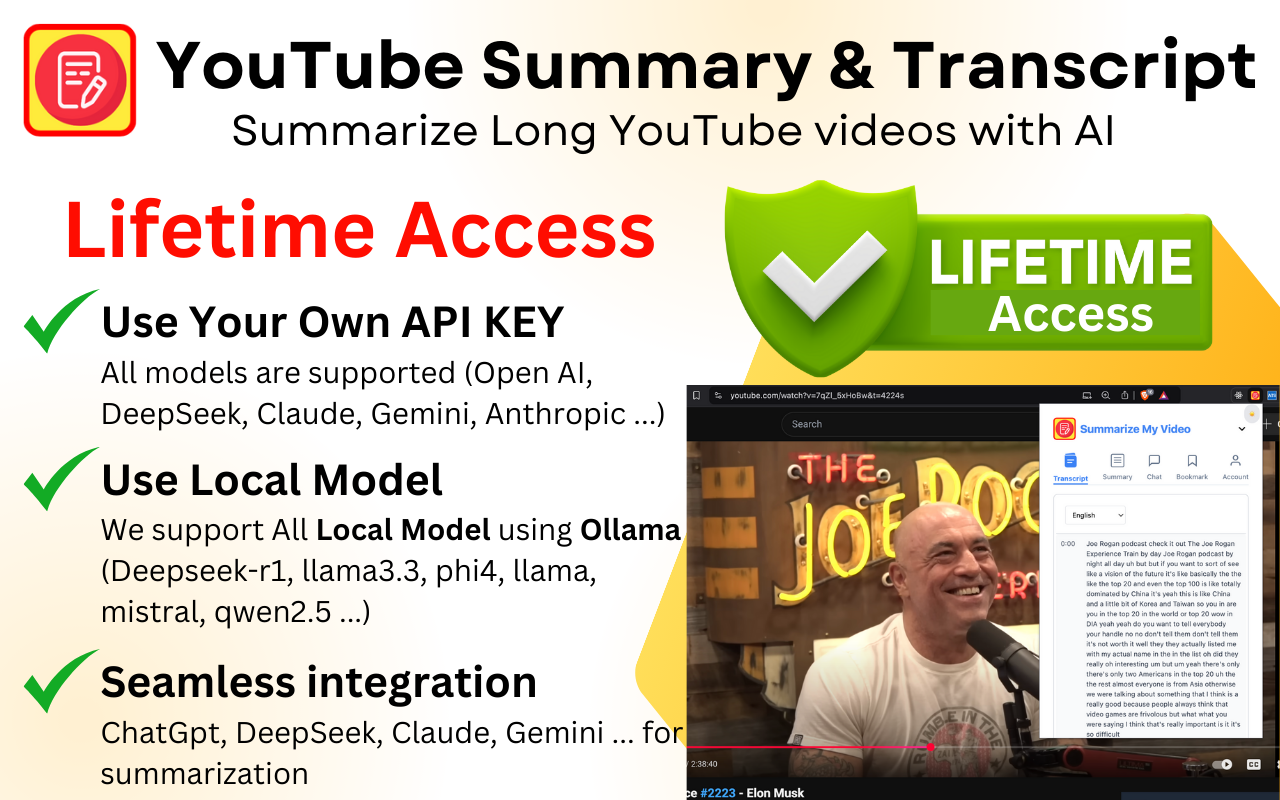 YouTube Summary & Transcript AI with No Monthly or Yearly Subscription