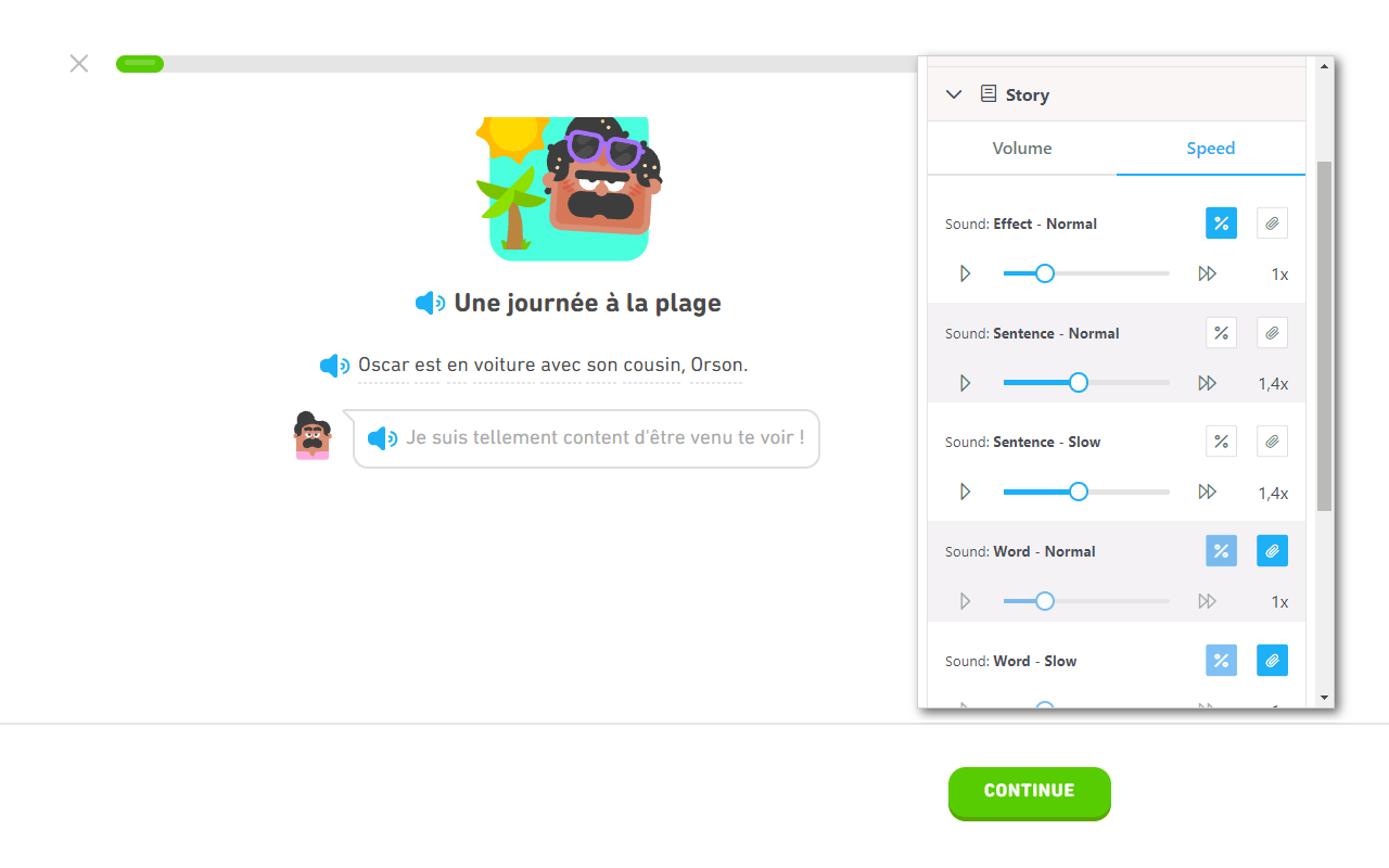 Duolingo Sound Controls