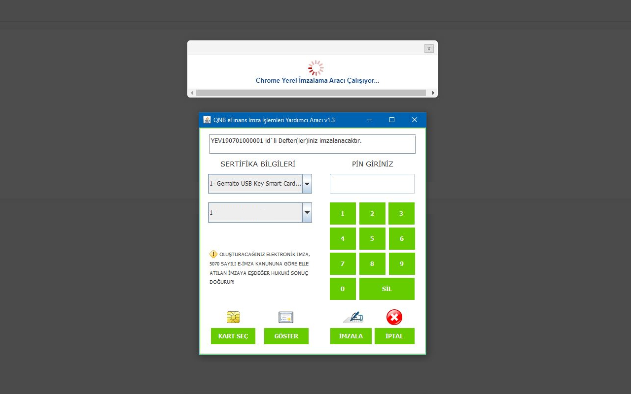 QNB eSolutions İmza İşlemleri Yardımcı Eklentisi