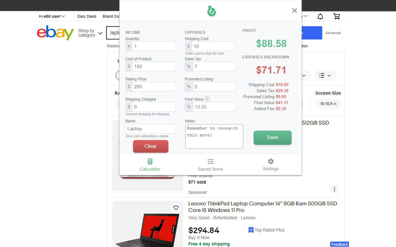 eBit: Your eBay Profit Calculator