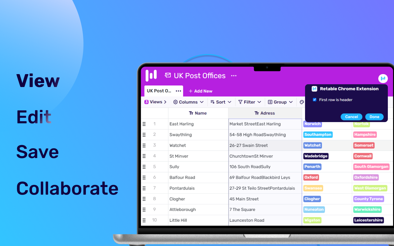 Retable - CSV Viewer