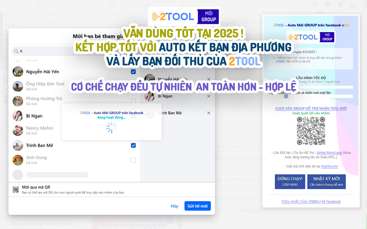 2TOOL - Auto Mời GROUP trên facebook (mời bạn bè vào nhóm)