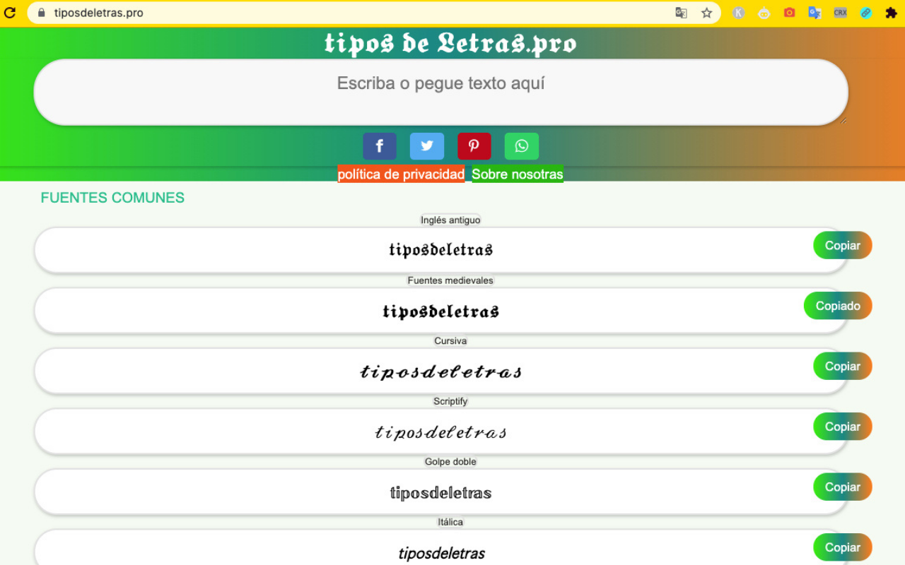 Tipos De Letras bonitas diferentes Fuentes