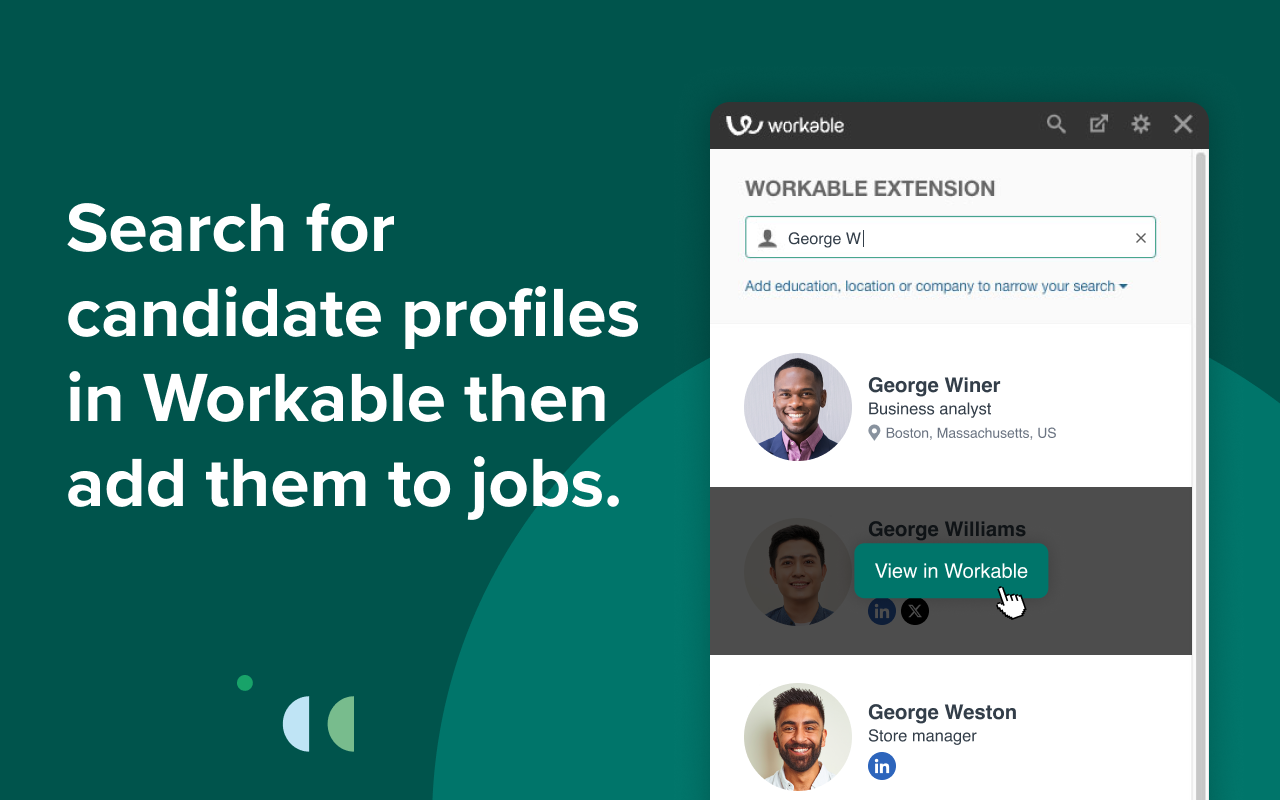 Workable Extension - email and resume finder