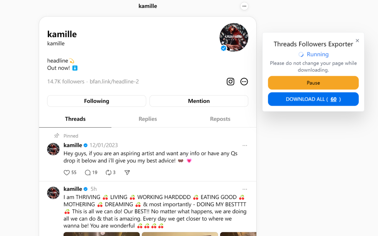 Threads粉丝导出器