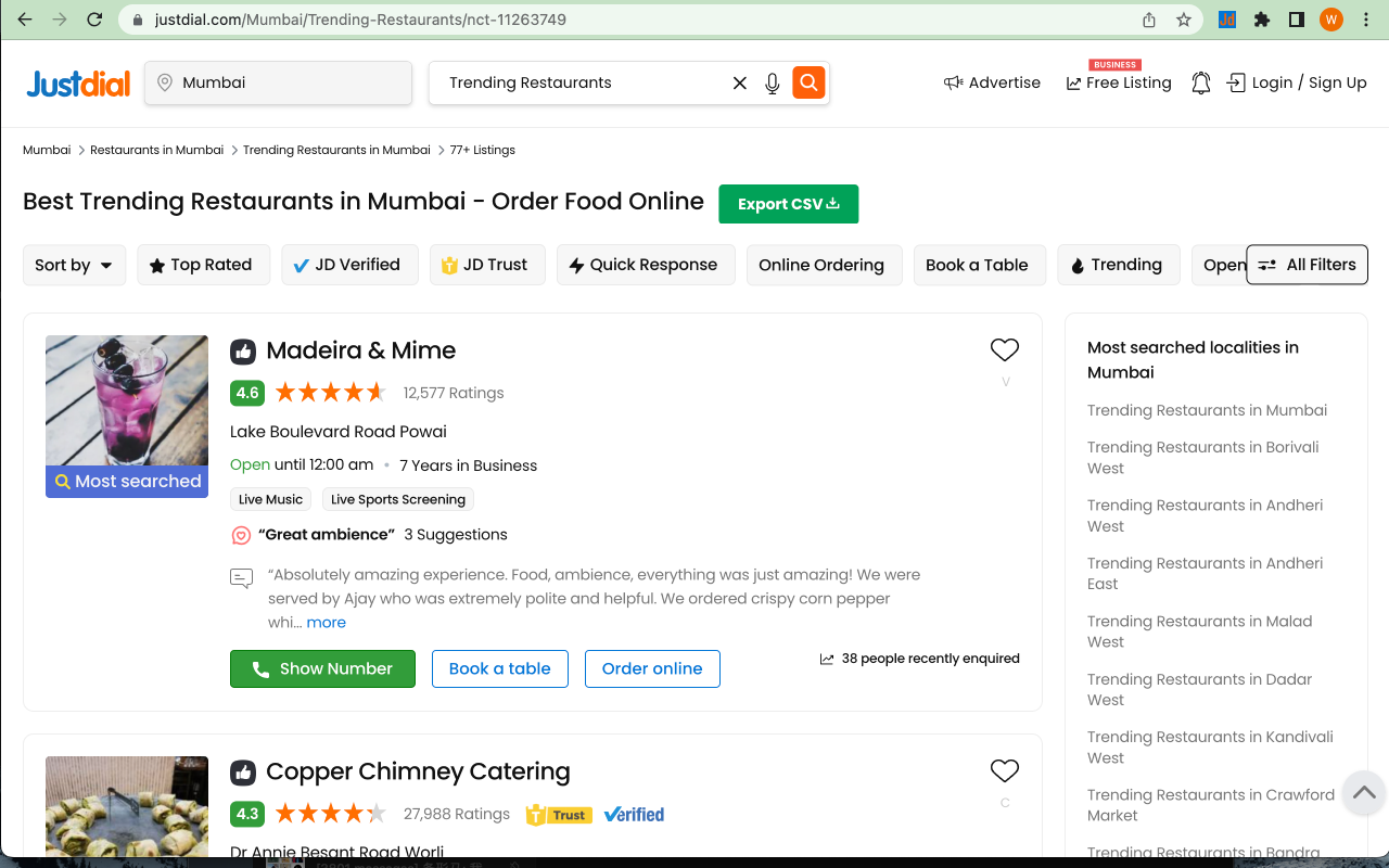 Justdial 数据抓取工具
