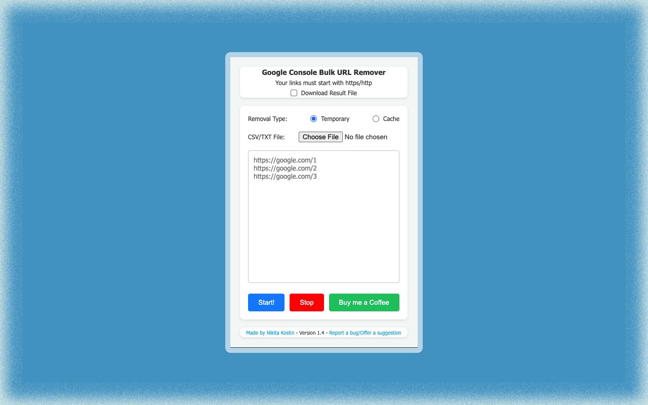 Google Console Bulk URL Remover