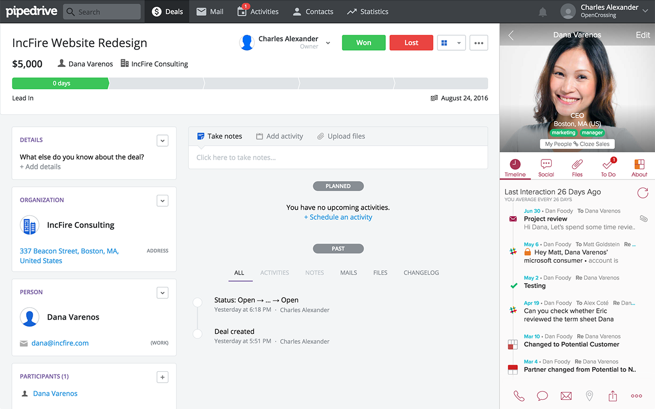 Cloze Sidebar for CRM