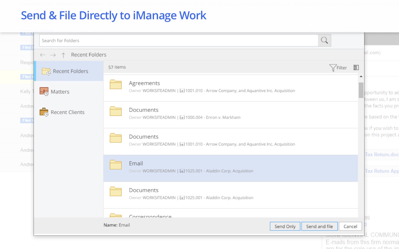 iManage Work for Gmail