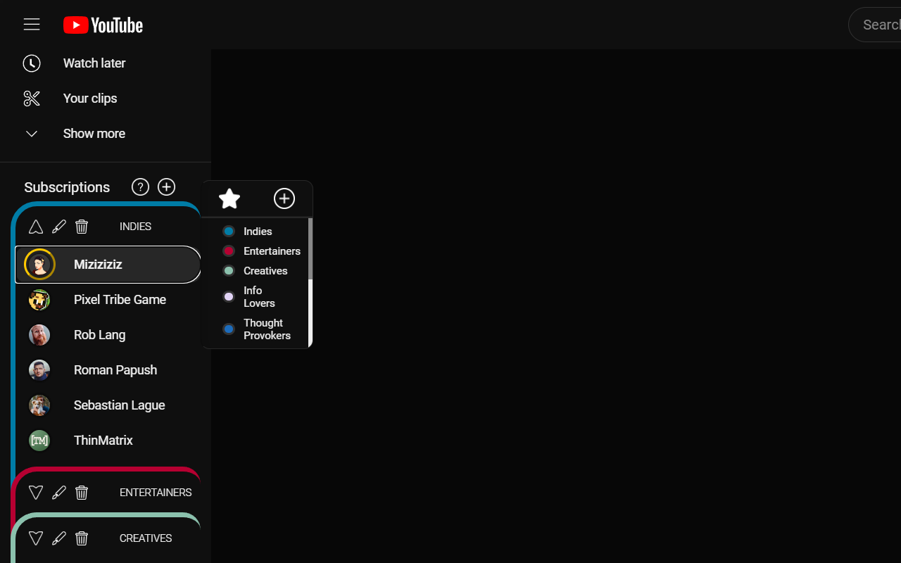 Youtube Tabs - Subscription Organization Tool