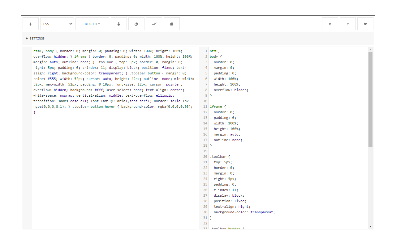 Code Beautifier (JS, CSS, HTML)