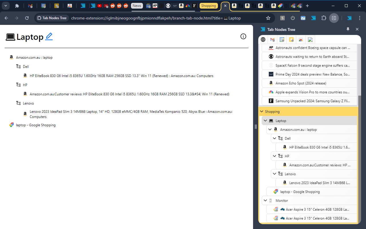 Tab Nodes Tree - Vertical Tree Style Tabs in Side Panel