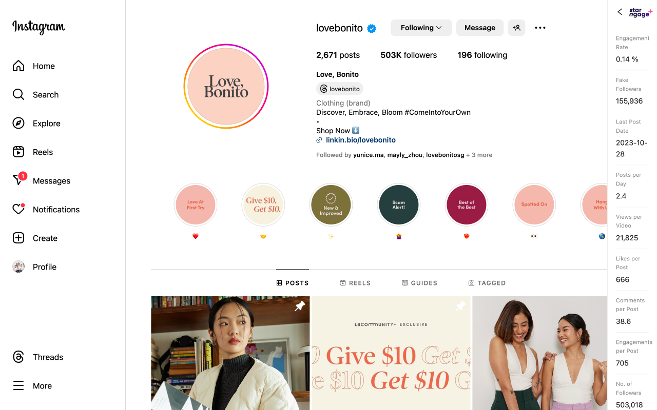 StarNgage Instagram Profile Analyzer