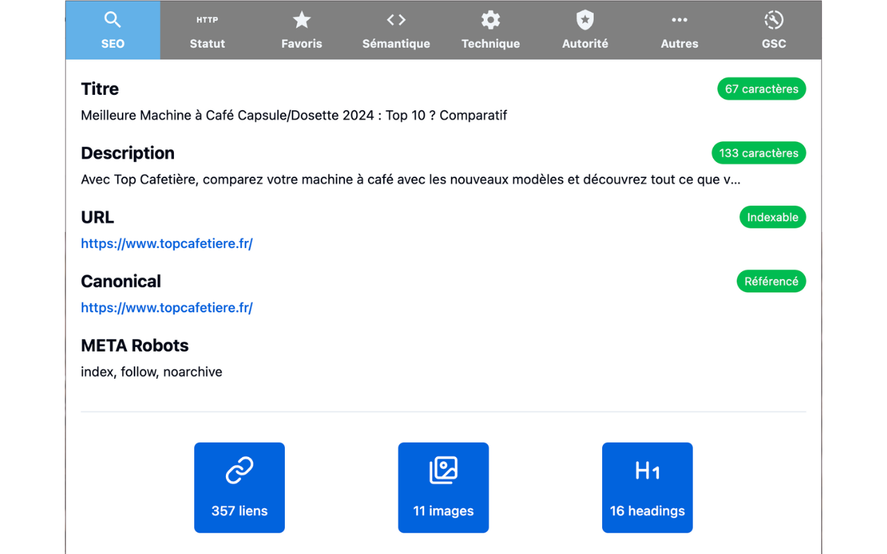 Extension SEO Chrome by Uplix.fr
