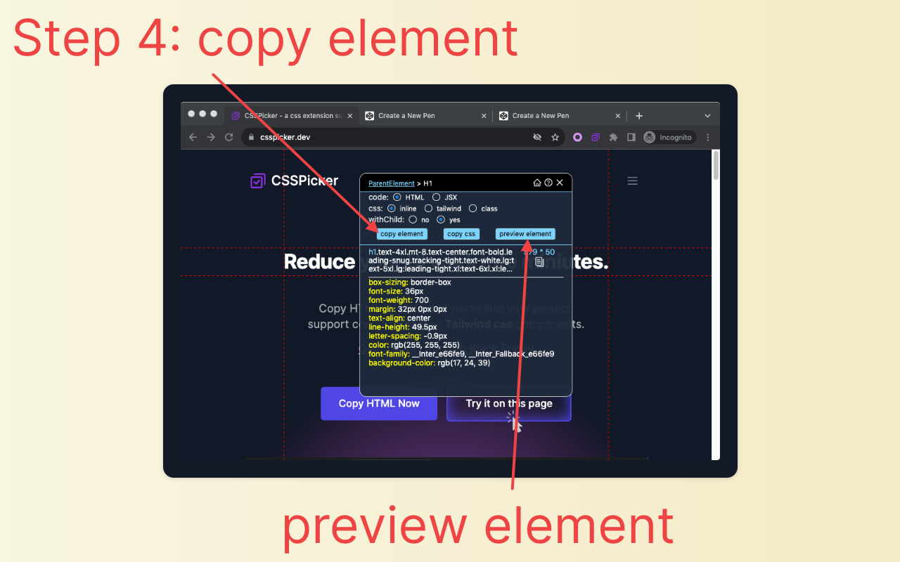 cssPicker - copy css from website