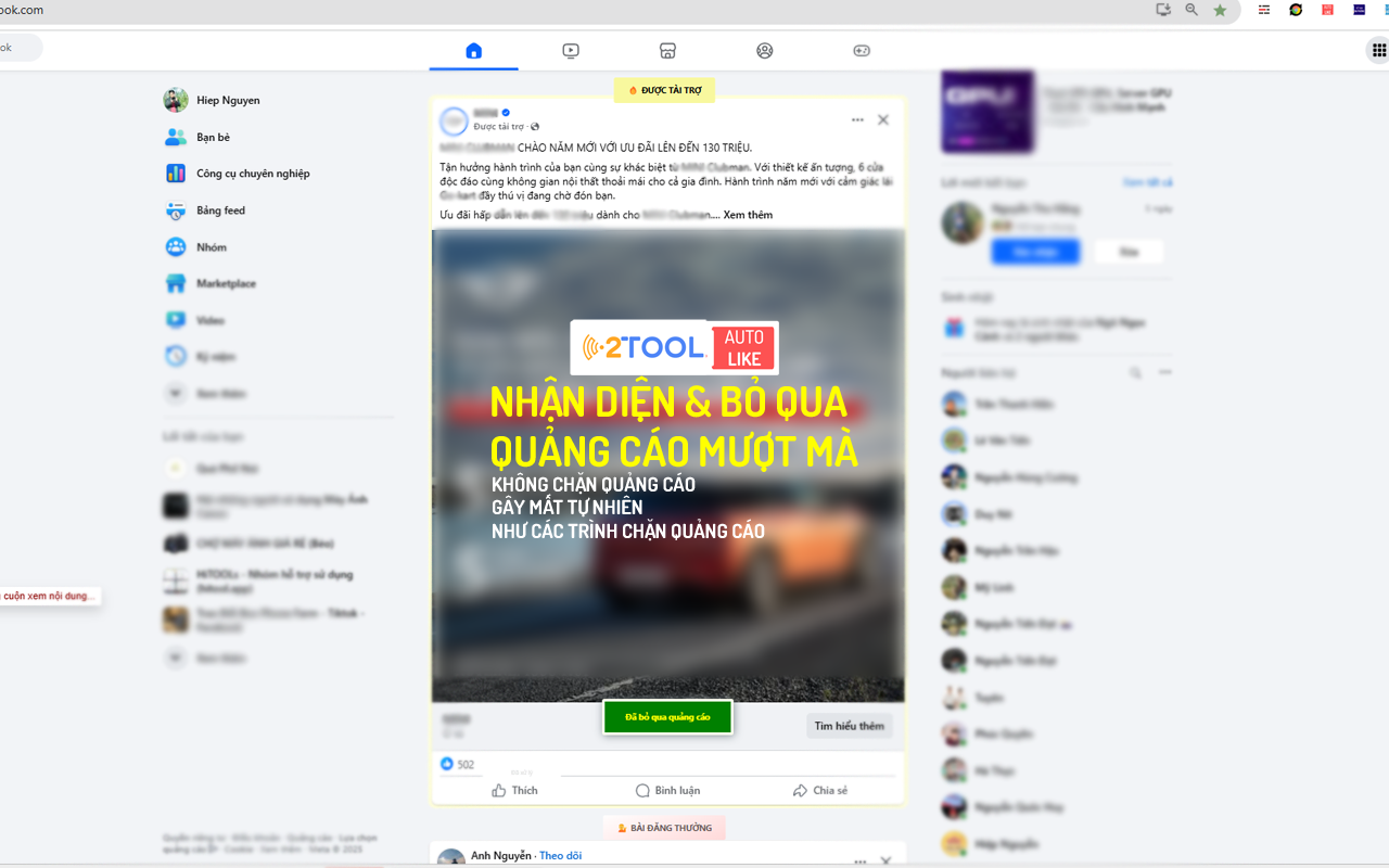 2TOOL - Auto Like & Thả tim tăng tương tác trên facebook