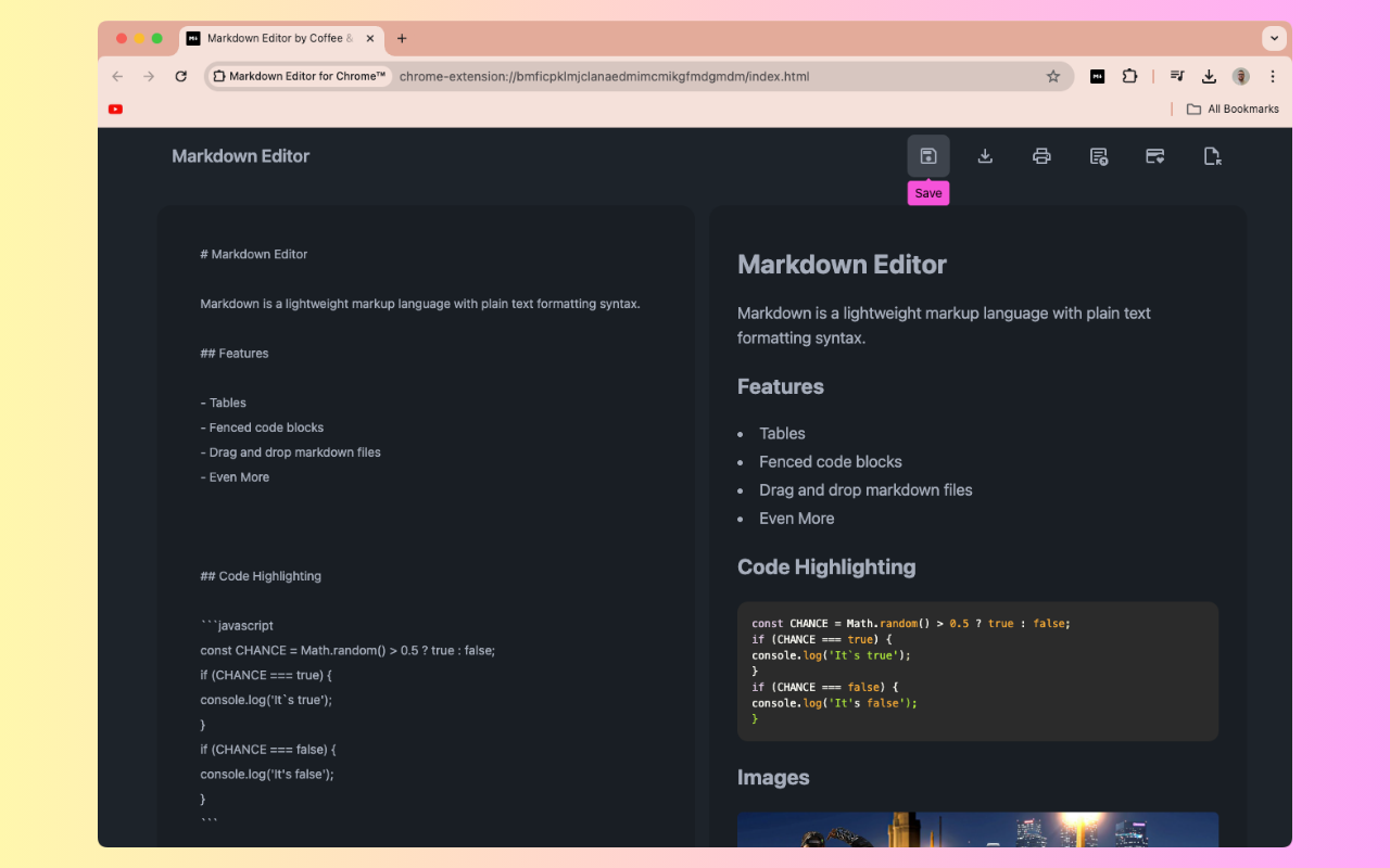 Markdown Editor for Chrome™